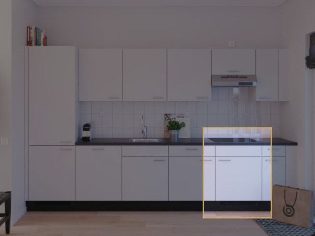 Kookplaatkast vaste blende + deur - OIM60-DB-20 